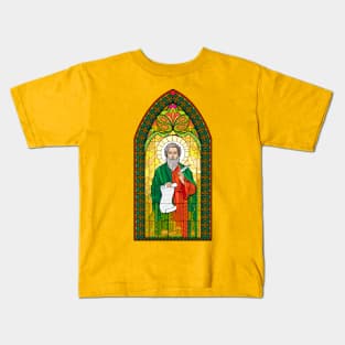 Stained glass window with John the Apostle Kids T-Shirt